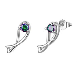 Aurora Tears Pisces Stud Earrings 925 Sterling Sliver 12 Zodiac Sign Constellation Horoscope with Mystic Rainbow Topaz Jewellery Gift for Women and Girls DE0245Y