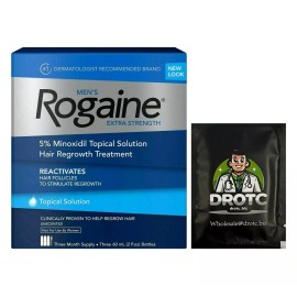 Rogaine 60ml Topical Solution Hair Regrowth Treatment for Men Bonus Dr OTC Wipe