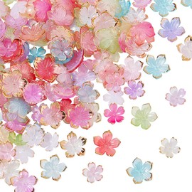 arricraft 200 Pcs Acrylic Flower Beads, 2 Styles Mixed Colors Cherry Blossom Flower Spacer Beads Caps for DIY Earrings Bracelet Necklaces Crafting Jewelry Making