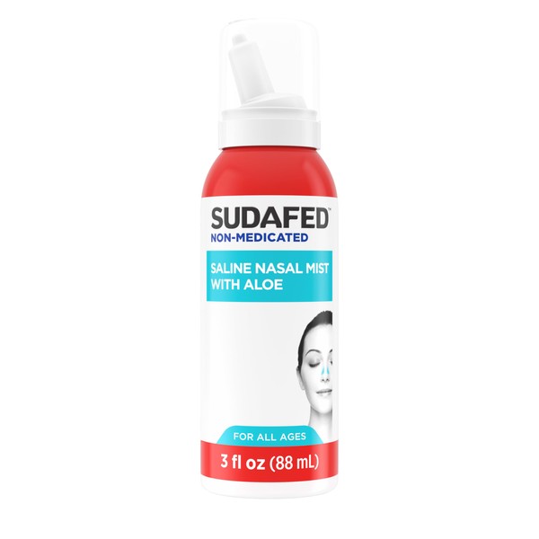 Sudafed Non-Medicated Saline Nasal Mist with Aloe, Sinus Saline Nose
