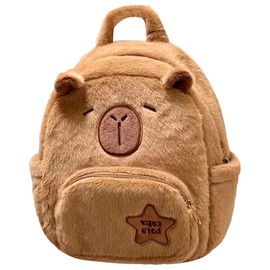 Mochila Bolso Peluche Afelpada Backpack Moda Adorable Escolar Suave Capybara Regalo Lindo (Cap 1)