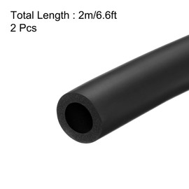 sourcing map 2pcs 2m/6.6ft Pipe Insulation Tube 5/8 inch(16mm) ID 26mm OD Foam Tubing for Handle Grip Support, Black