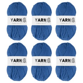 Rebower 6Pcs Dark Blue Acrylic Yarn 790 Yard 4 Ply Soft Crochet Yarns Sport Weight Yarn,[for DIY Crocheting Knitting Craft Blankets Hats]-300g