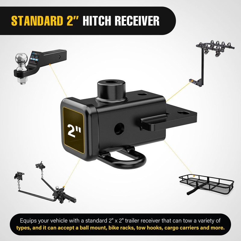 Nilight 2 Inch Rear Trailer Hitch Receiver Class 3 Tow