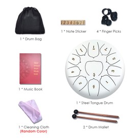 Domary 6 Inch Steel Tongue Drum 11 Notes Handpan Drum with Mallet & Picks for Meditation Yoga