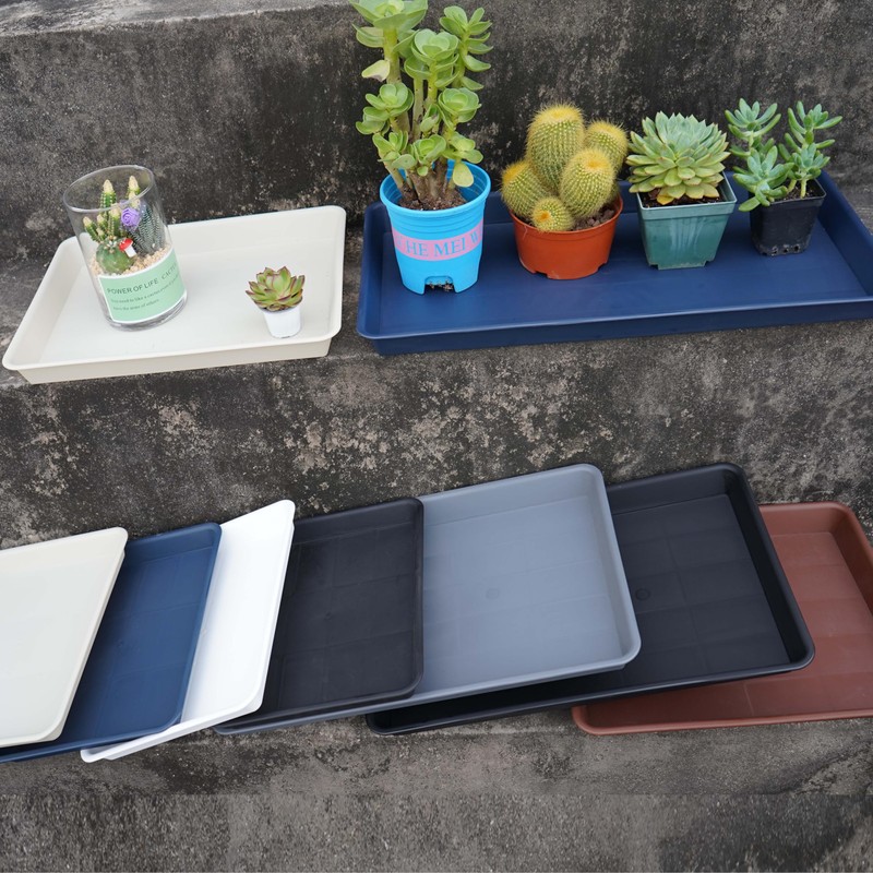 VUWEZ 2 Pack Plant Saucer Tray Rectangular, Plant Growing Nursery