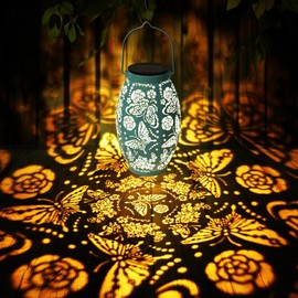 Butterfly Solar Lanterns Birthday Gifts for Women Sister Mom Birthday, Large Hanging Solar Lanterns Garden Decor for Patio Yard Front Porch Decor, Big Metal Butterfly Solar Lights Outdoor Waterproof