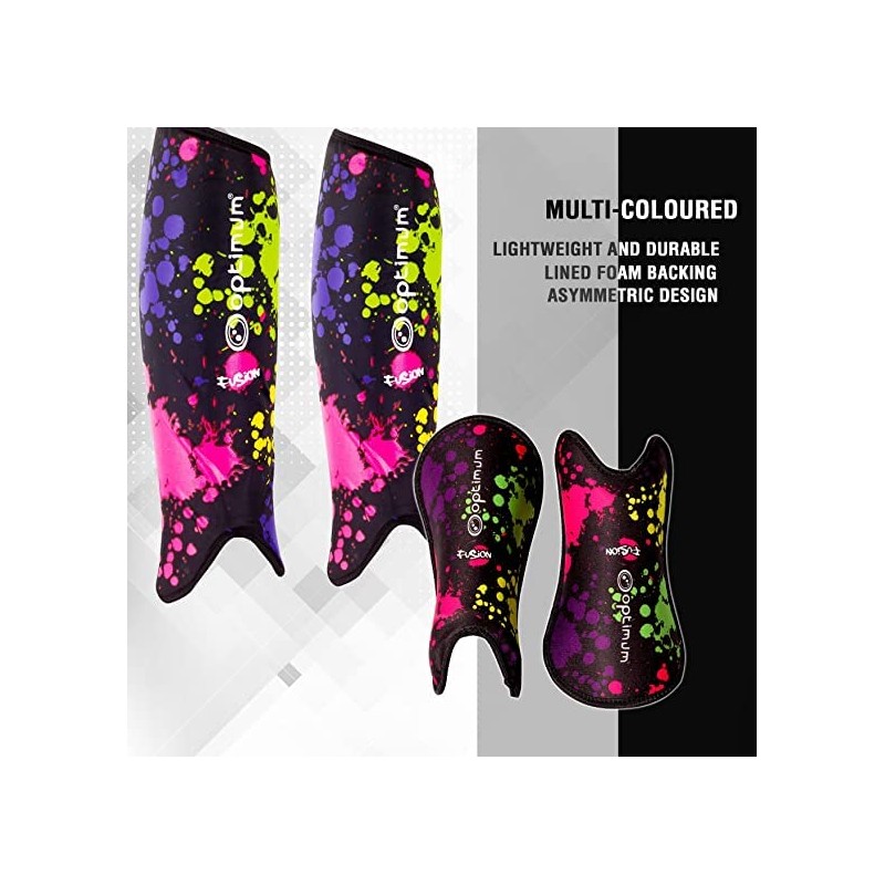 Optimum Men's Fusion Shin Guard, Multicoloured, Large