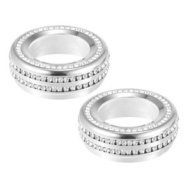 Edinstry 2Pack Silver Tone Zinc Alloy Bling AC Knob Caps Air Conditioner Control Decals Stickers Covers Car Interior Faux Crystal Decorations Fit for Ma-zda 3 Axela CX-5 CX-4