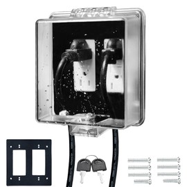 PILISPARK 2-Gang Baby Safety Dual Outlet Cover Box - Fit 1.3“ x 2.66”, Easier Operation, Simple 4 Step Install,Provides Extra Space Inside for Plugs,Adapters,4.53" high x 4.35" Wide x 2.52" deep