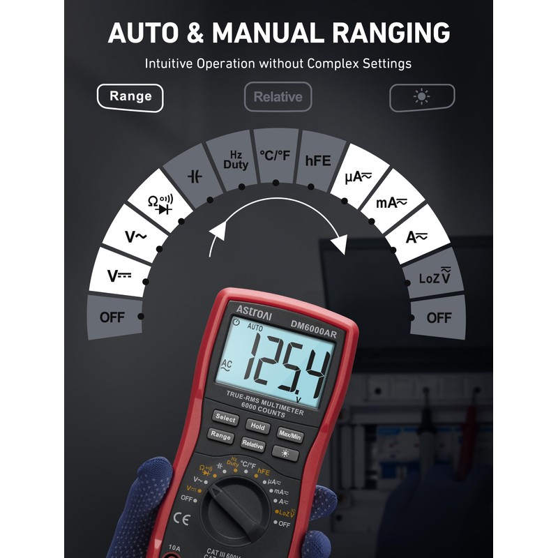 AstroAI Digital Multimeter TRMS 6000 Counts Volt Meter Ohmmeter Auto-Ranging