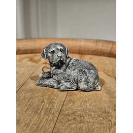 Generisch Labrador Retrivier Dog Figurine, Decoration, Dog Statue in Grey, Lying Dog Statue Decoration