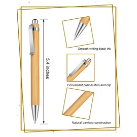 lyforx 250pcs Bamboo Pens Bulk Wooden Bamboo Pens Engraving Wooden Ballpoint Pen Customizable Gift Pen Bulk
