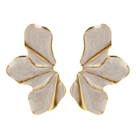 Yoosmatic Floral Statement Earrings for Women Large Big Unique Vintage Flower Leaf Butterfly Dangle Earrings Perfect for Wedding Birthday Gifts Trendy Jewelry White