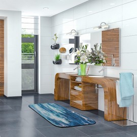 Ocean Pattern Rugs Non Slip Rubber Backing Heavy Duty Mat for Kitchen, Bathroom,Floor Home, Easy Cleaning Kitchen Rug Sea Picture Carpet Small Runner (20 x 39 in)