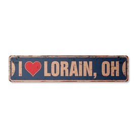 I Love Lorain Ohio Vintage Plastic Street Sign oh City State us Wall Road décor Gift | Indoor/Outdoor | 18" Wide