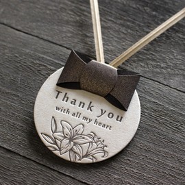 BAY LETTERPRESS Thank You Tags, Ribbon with Wrapping Tie, Round, 2.2 x 2.2 inches (55 x 55 mm), Pack of 2