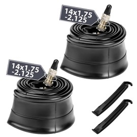 MOHEGIA Set of 2 Bike Tubes: 14 x 1.75, 1.95, 2.10, 2.125 inch Bicycle Tube, Butyl Rubber - 32mm English Style Valve and 2 Tire Levers Included
