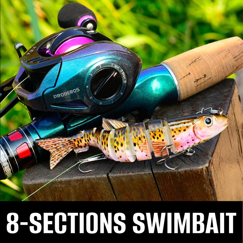 MKNZOME 6 PCS Multi-Jointed Fishing Lures, Lifelike Slow Sinking Bass