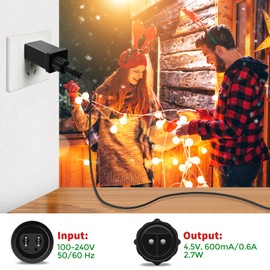 2Pack DC 4.5V 2.7W 0.6A Class 2 Power Supply, IP44 Waterproof Low Voltage LED Transformer, Replacement Yard Inflatable Adapter Driver with US Plug,UL Listed,for Christmas Light,Inflatables