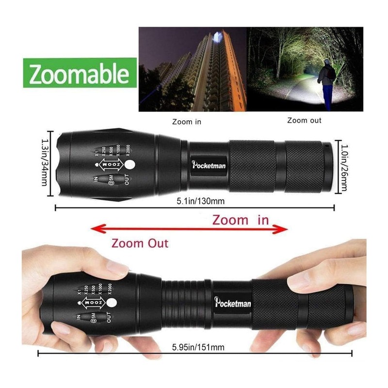 Pocketman LED Tactical Flashlight Super Bright LED Flashlights Portable Outdoor
