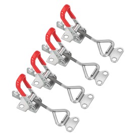PATIKIL Toggle Latch Clamp 4001 Style, 4 Pcs Stainless Steel Adjustable Toggle Clamps Quick Release Smoker Pull Hasp Latches with Lock Hole 220Lbs Bearing for Box Lid Jig, Silver