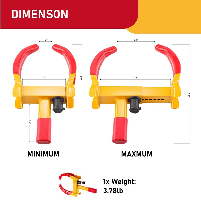 CARTMAN Heavy Duty Trailer Lock Wheel Clamp, Universal Security Tire