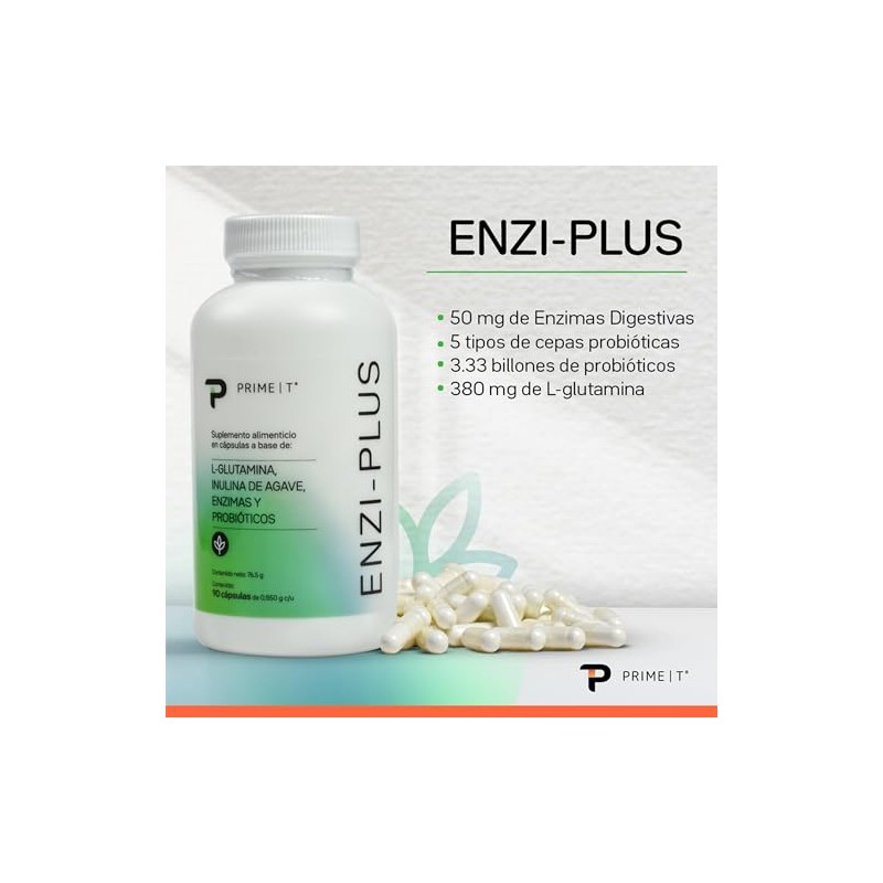 Primetech Nutrition ENZI-PLUS Enzimas Digestivas, Probióticos, 90 Cáps | 50