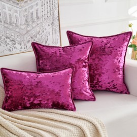 Yonous Premium Series, Crushed Velvet Cushion Covers, Luxury Thick Throw Pillow for Home Decor, Hot Pink, 20x20 Inch / 50 x 50 cm