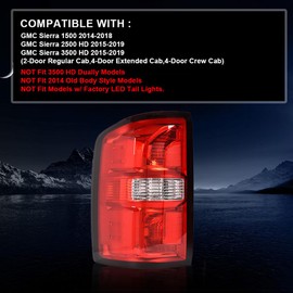 ALLGOOD Tail Lights Assembly w/o Bulbs, Compatible with GMC Sierra 1500 2014-2018/Fit GMC Sierra 2500 HD 2015-2019/Fit GMC Siera 3500 HD 2015-2019, Left Rear Lights Taillamps Brakelights Driver Side