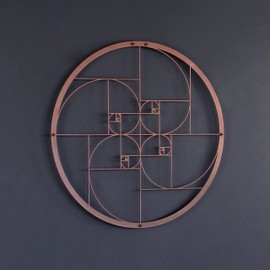 Colorfull Worlds Golden Ratio Metal Wall Decor | Unique Modern Decoration for Living Room | Metal Wall Art | Office Decor | New Year Gift | (26.4" x 26.4" | 67 x 67 cm, Copper)