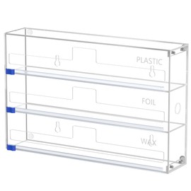 FUKANG Foil and Plastic Wrap Organizer, 3 in 1 Kitchen Wrap Dispenser, Drawer Aluminum Foil Organization and Storage, Wall-Mounted Holder