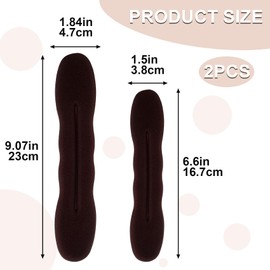 SmallCat 2pcs Sponge Hair Bun Maker, Lazy Curler Tool for Women, 2 Sizes Bun Updo Accessories for Thin Thick Long Straight Curly Hair- Brown