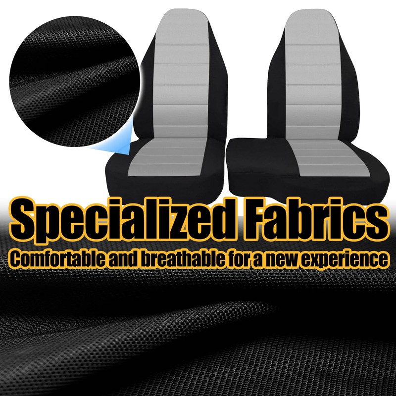 Fioqe 2PCS Front 60/40 Cloth High Back Bench Seat Cover