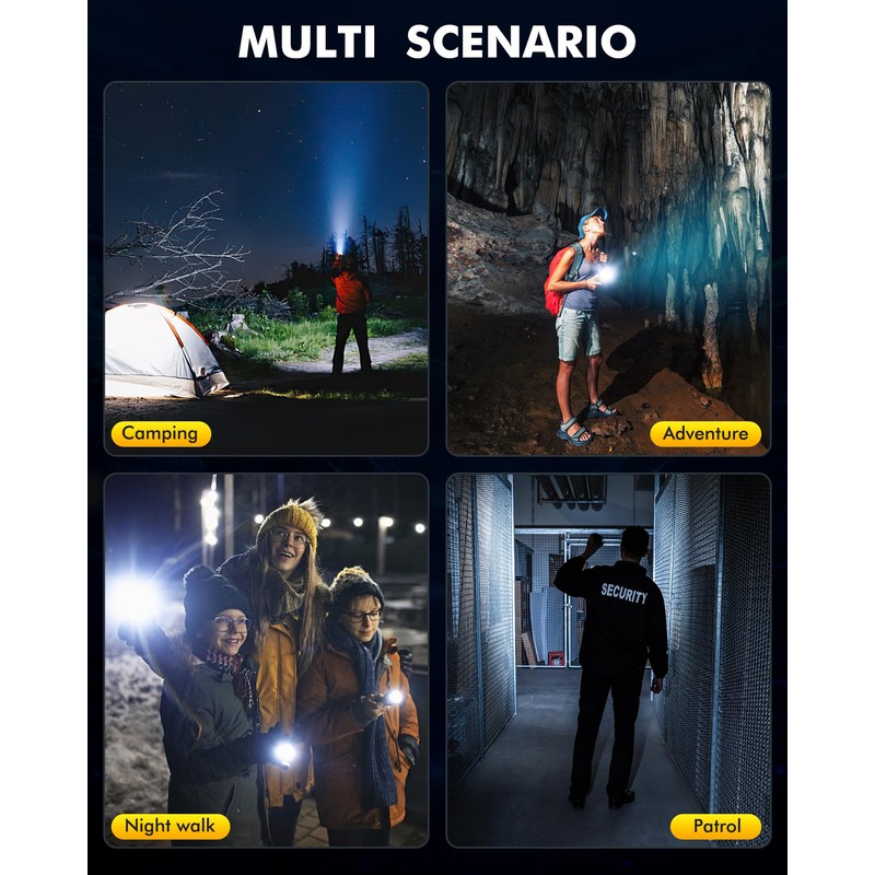Super Bright Flashlight 5000.000 High Lumens, LED Rechargeable Flashlights Powered