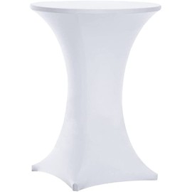 Tina's 6 Pack 30x42 Inch Highboy Spandex Cocktail Table Covers White, Cocktail Table Tablecloth, Fitted Stretch Cocktail Tablecloth for Round Tables (6PC 30X42 White)