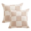 NIDITW Set of 2 Ultra Soft Khaki Checkerboard Throw Pillow
