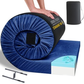 HomeMate Memory Foam Camping Cot Mattress Pad Mat-Sleeping Pad Mat Portable Roll Up Travel Mattress CertiPUR-US for Adults-Camping Bed for Guests Floor Tent Sleepover with Waterproof Cover Travel Bag