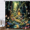 Coveimes Fantasy Forest Path Shower Curtain Beautiful Wonderland Rainforest Floral