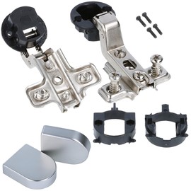 MS Beschläge Glass Showcase Pot Hinge Chrome Matt Pot Hinge Decorative Cap Diameter 26 mm Glass Door Hinge 1 Pair 95° Opening Angle Furniture Hinge (Oval, Inner Stop)