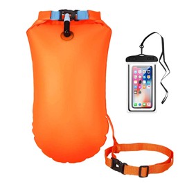 Swimming Buoy with Dry Bag 20 L, Swimming Buoy Triathlon, Triathlon Rescue Buoy, Inflatable Swimming Buoy for Swimmers and Triathletes Outdoors, Highly Visible Swimming Buoy.