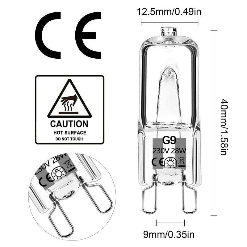 Haraqi 10 Pack G9 Halogen Bulbs 28W 230V 2800K Warm