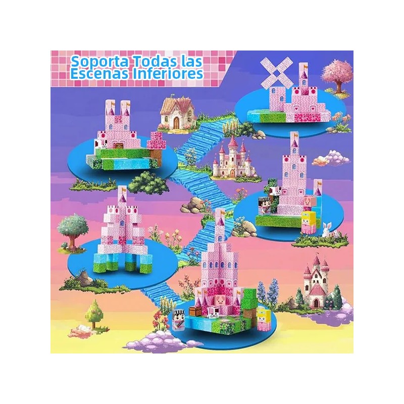 Bloques Magnéticos Juguete Castillo Rosa 100 Piezas