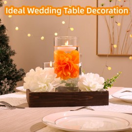 WPPNSY 24 Pcs Floating Candles for Centerpieces and Floating Flowers Artificial Flowers Head Vase Filler for Party Home Table Wedding Centerpieces Decoration (Orange)