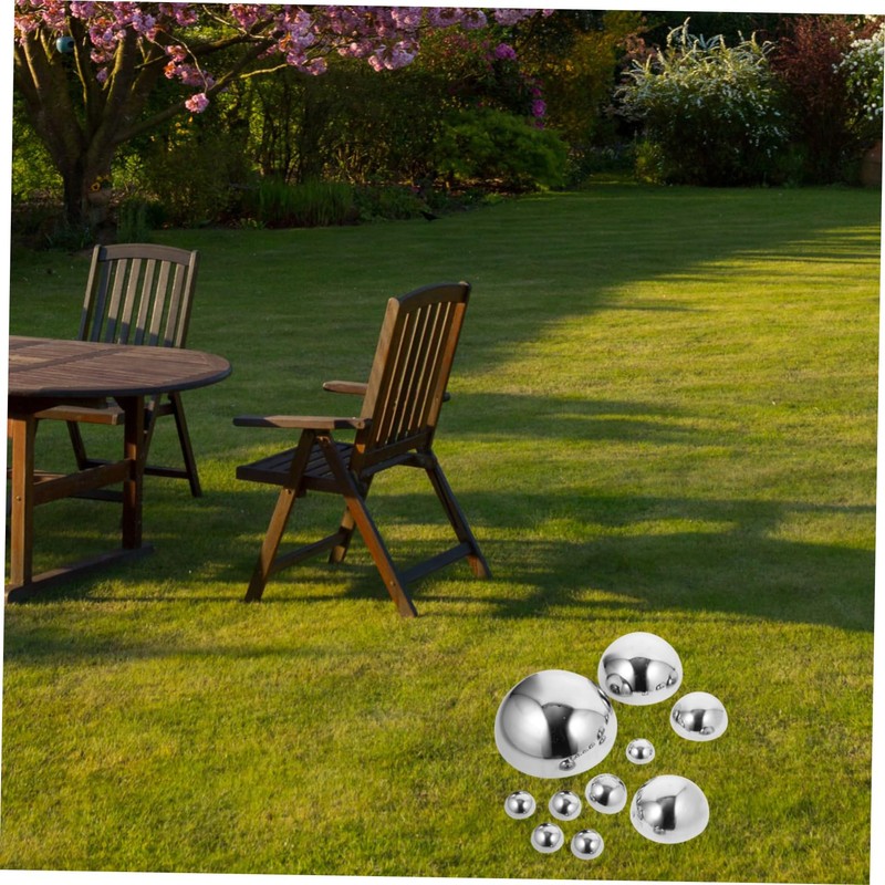 Kisangel 10pcs Polished Stainless Steel Garden Gazing Reflective Half Globe
