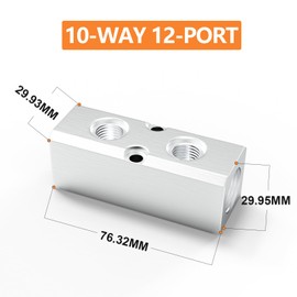 GASHER 2PCS 2 Way 4 Port Aluminum Pneumatic Manifold Air Distribution Block Splitter 1/4" Output Port 1/2" Supply Port