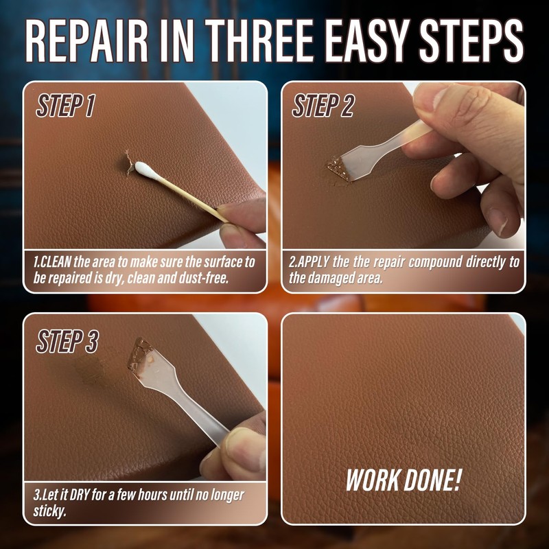 Leather Repair Kit for Furniture, Sofa, Jacket, Car Seats and
