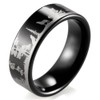 SHARDON Men's 8mm Black Tungsten Ring with Engraved Wolves in