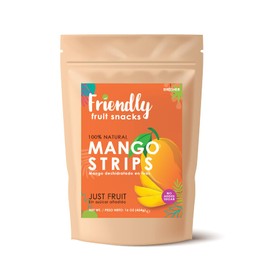 Friendly |Mango Strips |16 oz; (1 LB)| Natural, Unsweetened, Vegan, NON GMO, Superfoods, Kosher.
