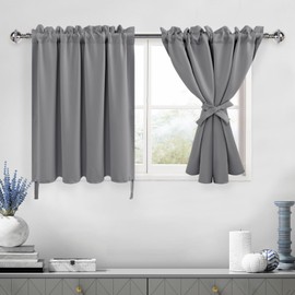 DWCN Grey Curtains for Small Window, Bedroom, Living Room, Kitchen, Basement, Nursery, Office - 42 x 36 Inch, Noise Reducing - 1 Pair
